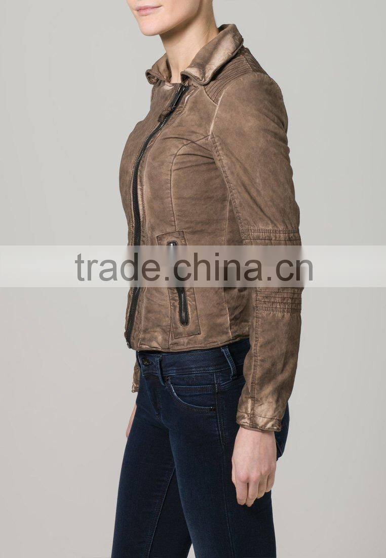 2014 new style! Washed andwater dyed cotton jacket for women