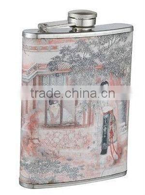 promotional 6oz,7oz,8oz stainless steel hip flask/whisky flask/liquor hip flask with leather cover