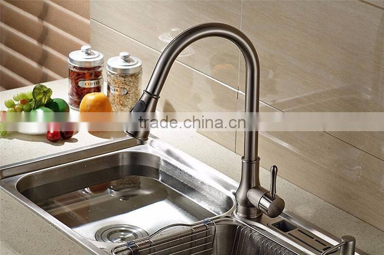 black antique chrome brass pull out kitchen faucet
