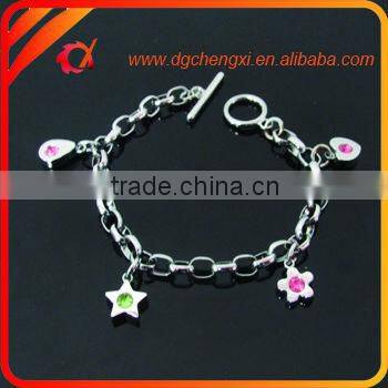Promotion bling design link bracelet with animal shaped charms
