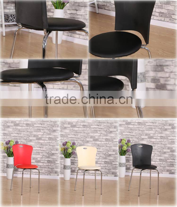 Super cheap wholesale black restraunt stacking dining tube plastic chair with cushion PM124