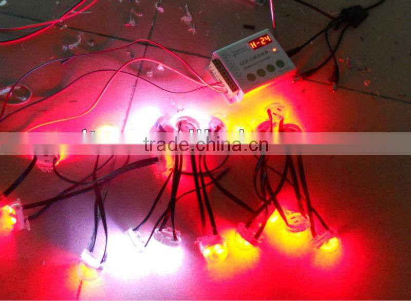 30mm diameter DC12V input ws2811 led smart module,with 3pcs 5050 SMD RGB LED inside, 0.72W,20pcs a string,all black wire