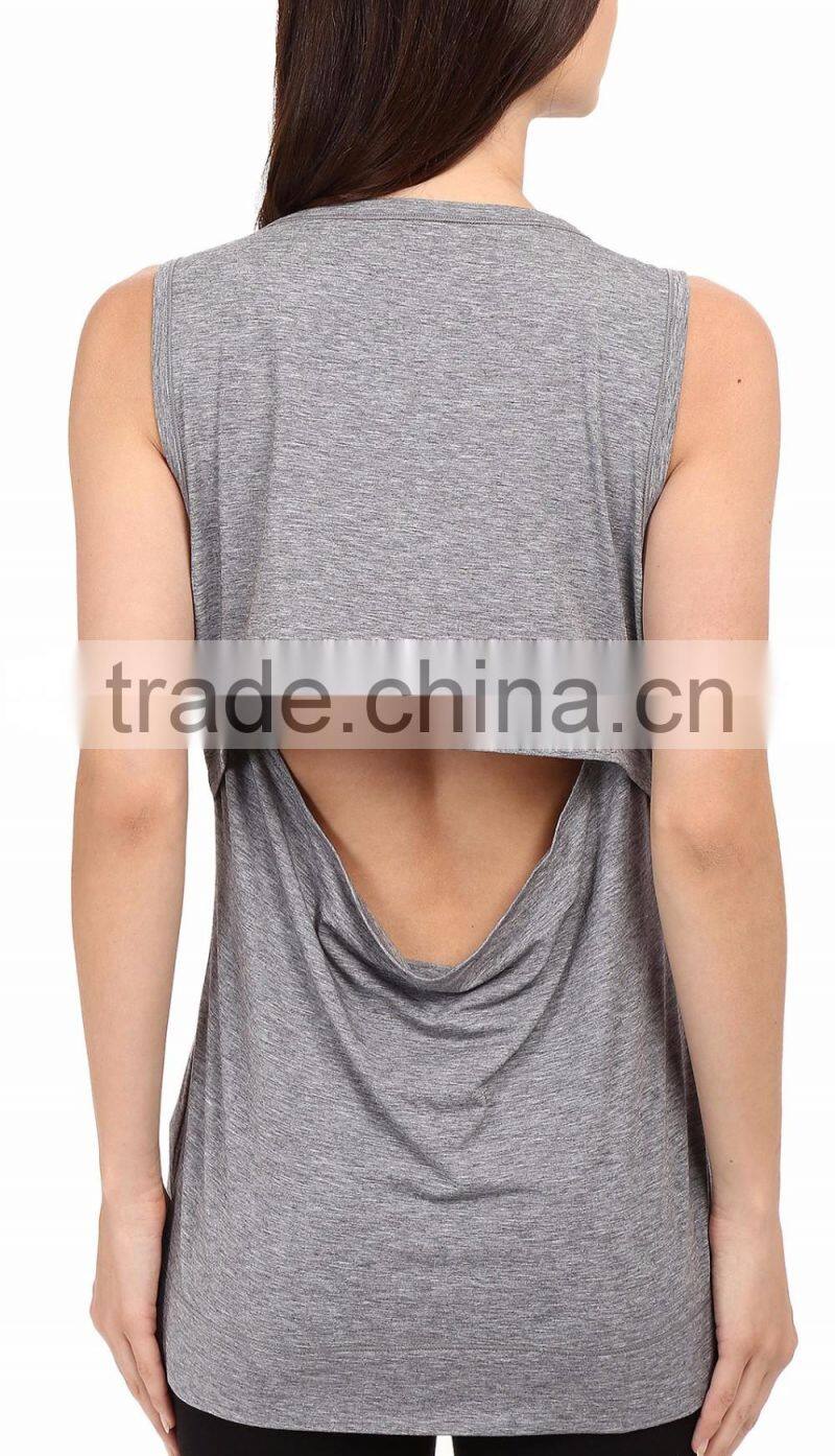 Ramax Custom Women Sleeveless Draped Back Design Workout Tank Top
