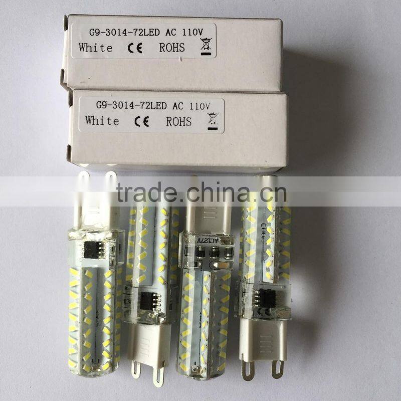 Boy brand Hot 72pcs smd3014 270lm silicon 3w dimmable led g9 bulb replacement 40w halogen