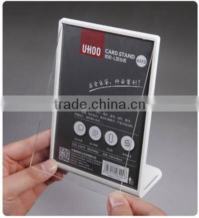2015 new design 6''*9'' plastic ''L'' shaped sign holder Menu holder