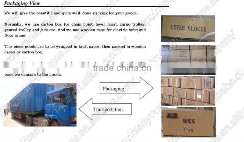 Hand chain hoist lifting equipment with hook Baoding manufacturer