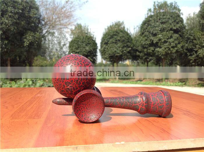 Full painted red with black all crack kendama,super fun kendama toy,hand and eye coordination wooden kendama toy