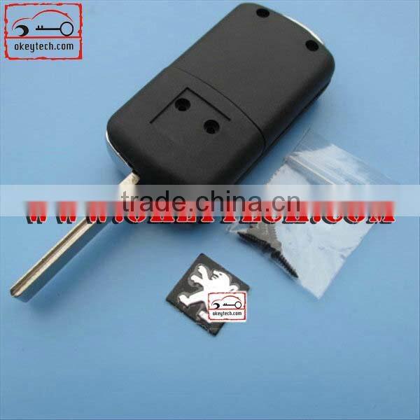 OkeyTech Peugeot 407 2 buttons flip remote key shell with groove blade for key cover peugeot 307 for peugeot 407 key