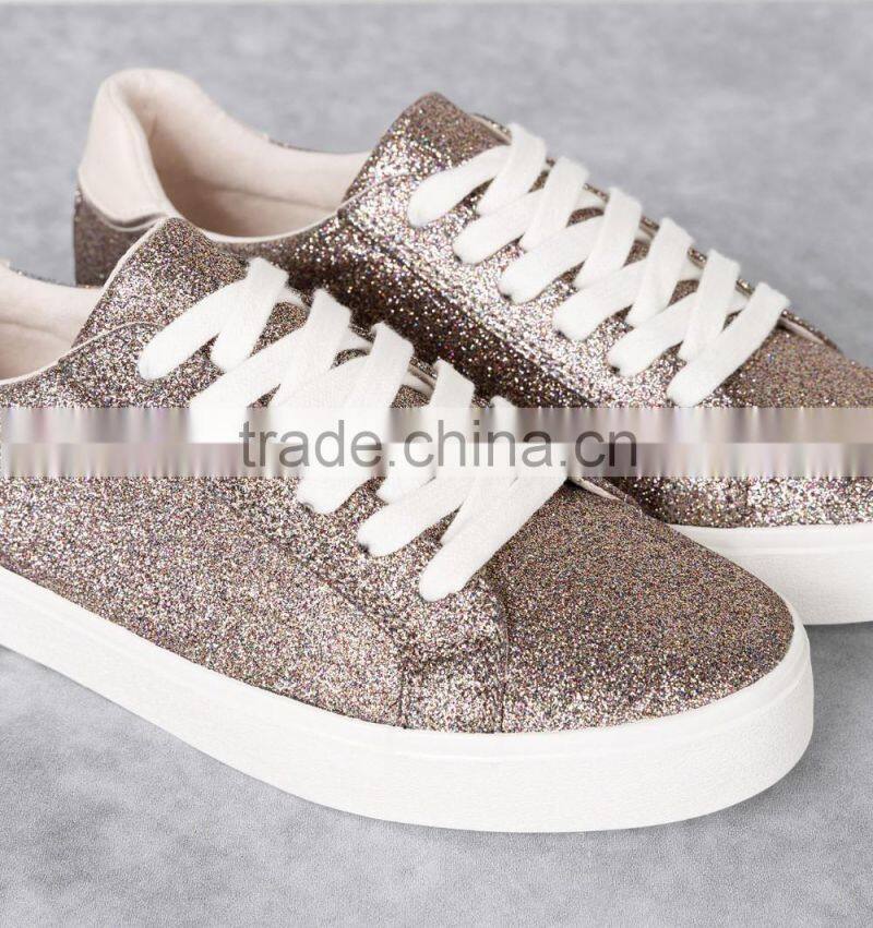 pink glitter lace up vulcanized shoe women sneakers cheap casual canvas shoes women ladies 2016