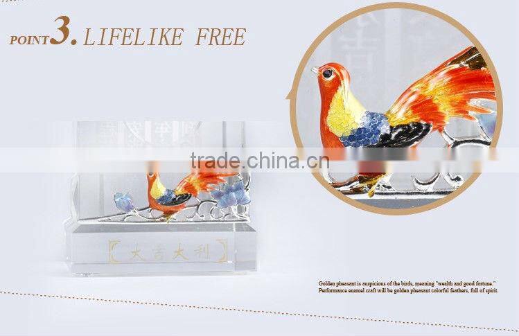 RORO Good Fortune litchi enamel pewter crystal pen holder