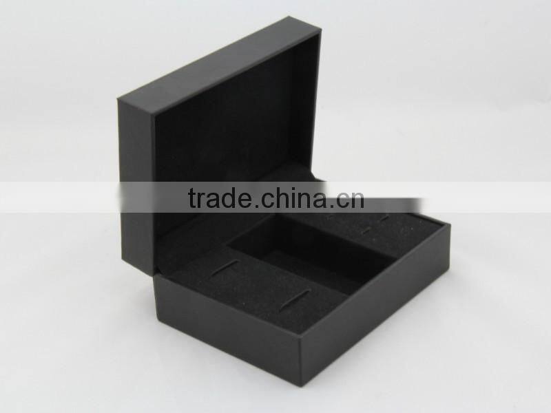 Custom made black leather gift packaging box with embossing Logo , Accept OEM / ODM order