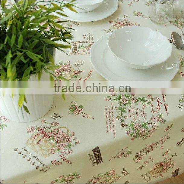 high quality rectangle beautiful printed cotton linen dining table cloth