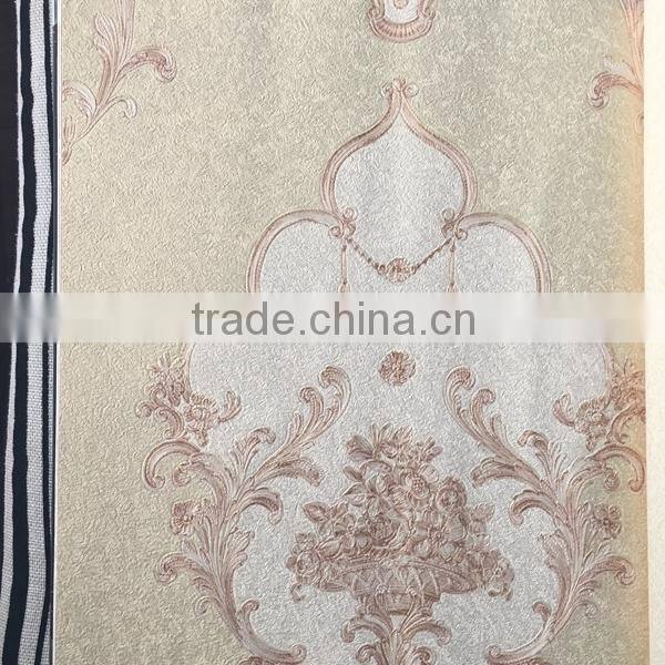 golden pattern deep embossed vinyl wallpaper