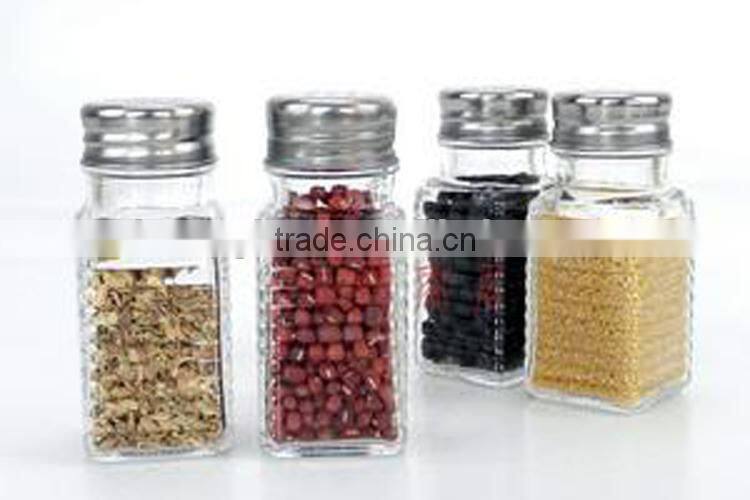 square mini spice jar canister with metal hole caps