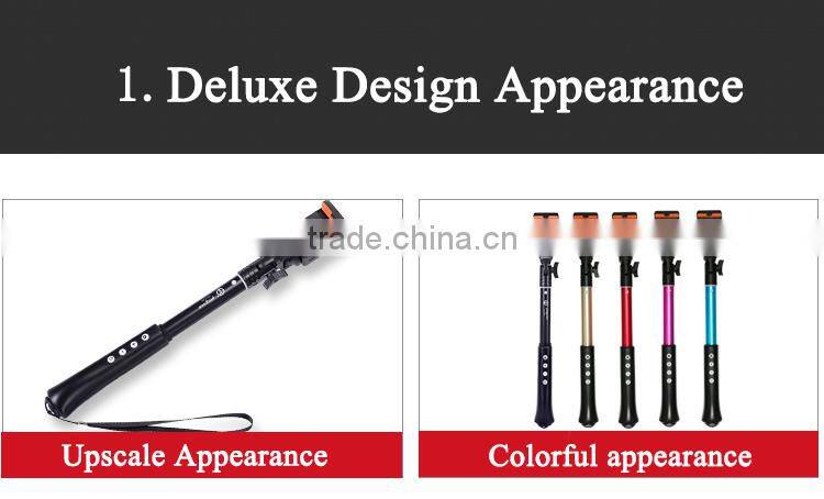 Practical aluminum material selfie stick fashion wireless monopod with a strong phone holder
