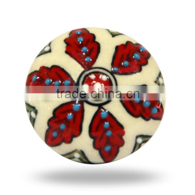 Ceramic Alaskan Black Flower White Knob
