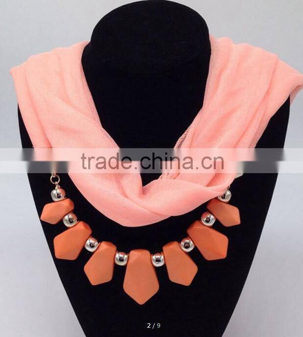 Fashion acrylic necklace chiffon scarf for lday