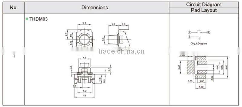 FTHDM03 6mm right angel led touch sensor switch