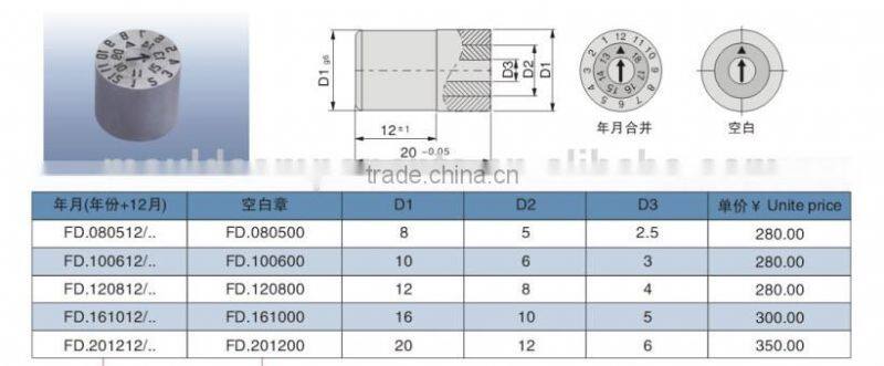 metal stamp, day/month/year metal stamp