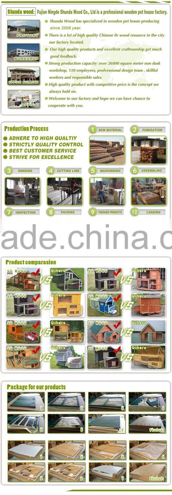 SDC001 Large Portable Wooden Rabbit Hutch Hen House Chicken Coop Double Pet Cage Run