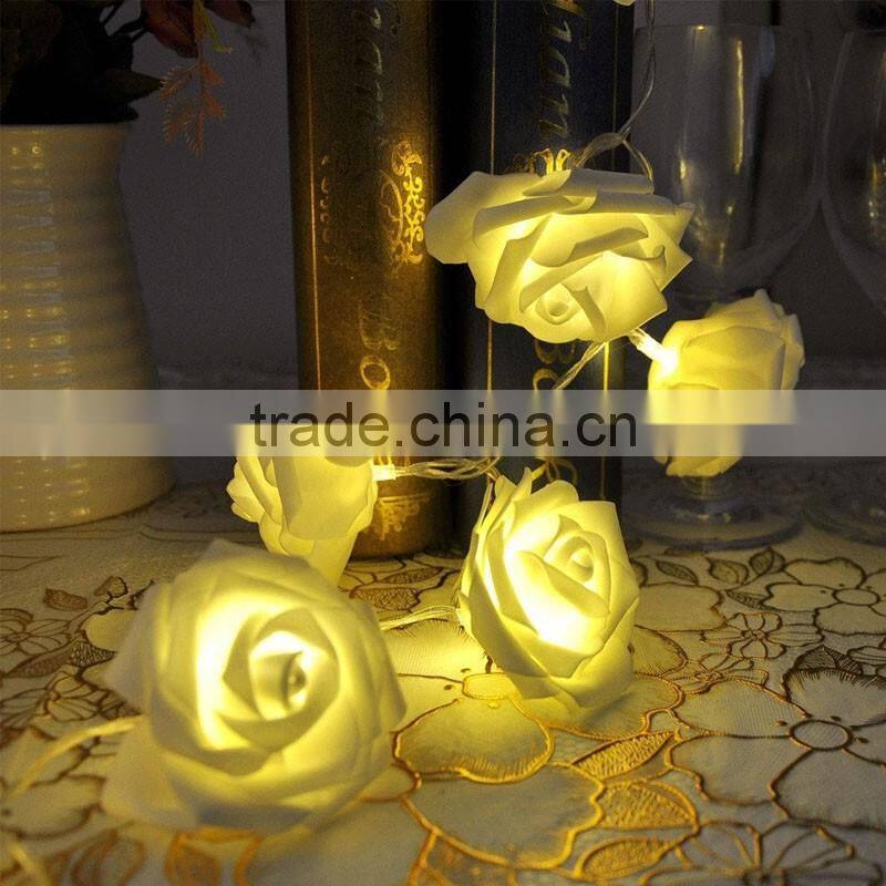 20 LED Rose Flower String Lights for Wedding Garden Party Christmas Decoration Warm White