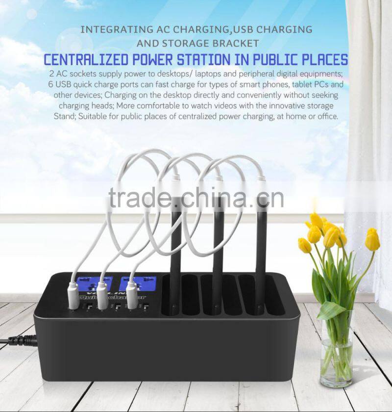 High Speed Best Selling Smart Digital Power Quick Charging Charger With 6 Ports Sundial