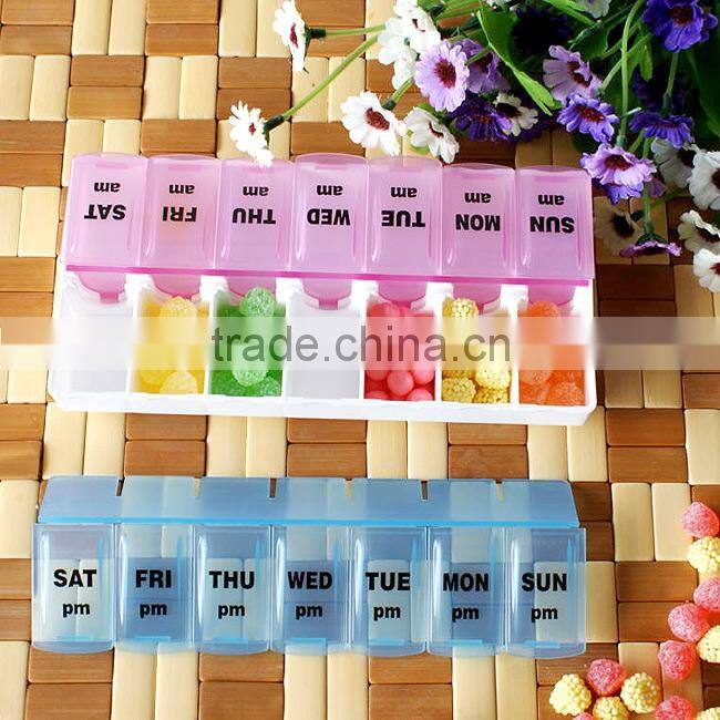 14 cells double rows medicine box case