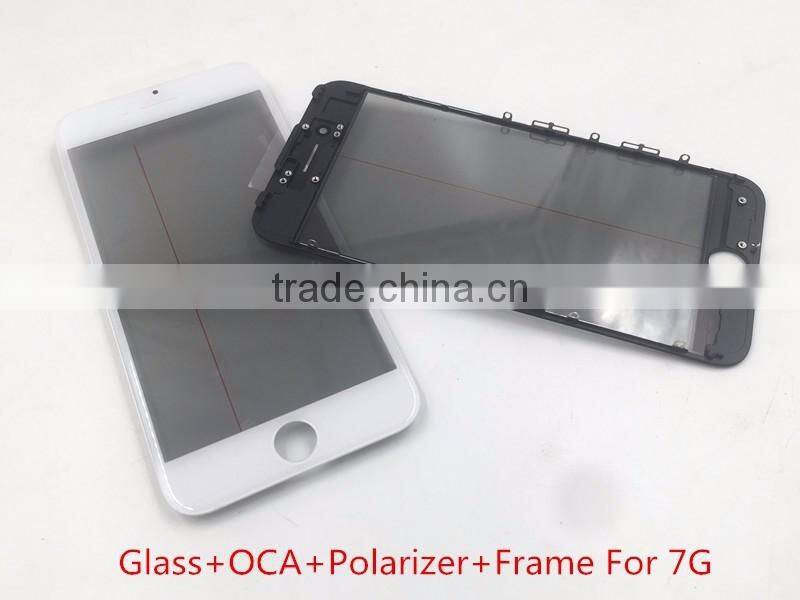 LCD Front Touch Screen Glass Outer Lens For iPhone 6S 4.7inch With Frame Bezel OCA Film Glue Cold Press
