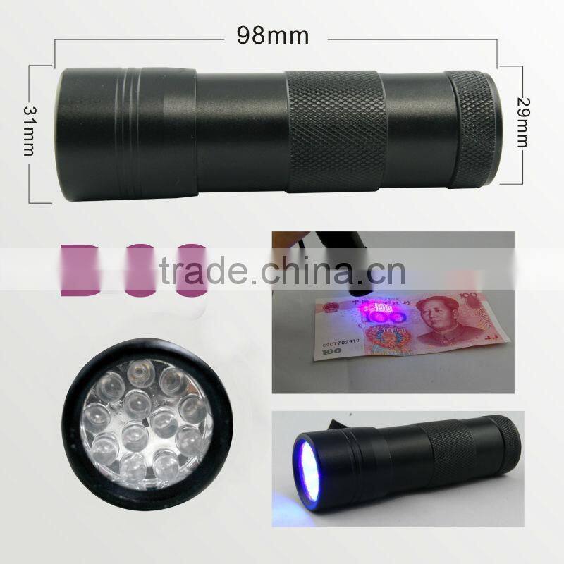 black 12 led uv flashlight torch