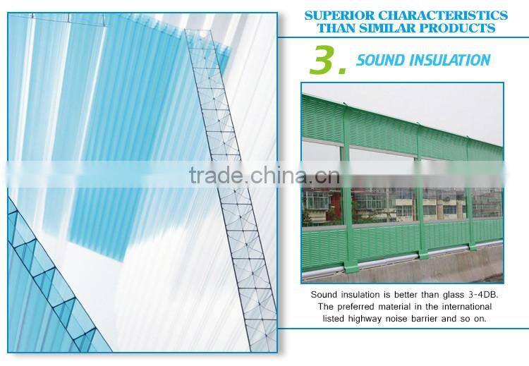 Polycarbonate types of roof covering sheets muti-wall structure 100% Bayer material