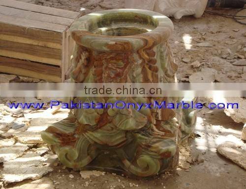 UNIQUE GREEN ONYX CARVING COLUMNS PILLARS
