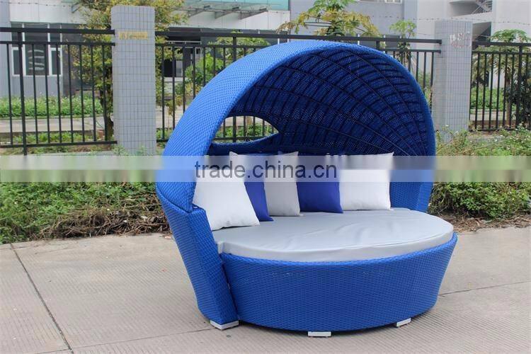 Blue rattan sunbed for Hotel resort furniture