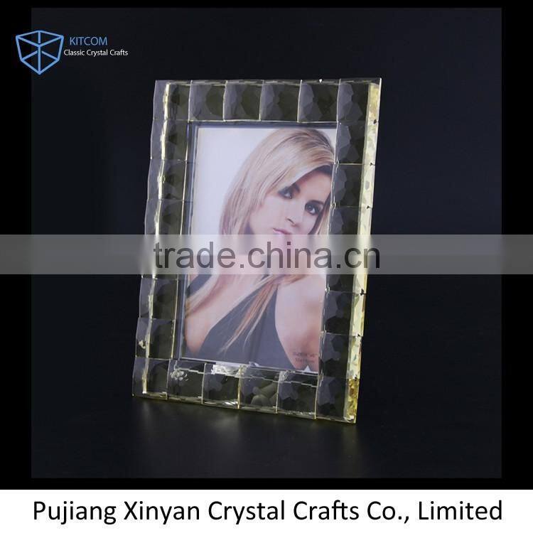 Factory supplier newest Two color yellow and clear crystal photo frame