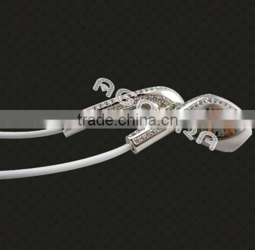 High quality gold earphone with diamond for iphone 6, 24k luxury in-ear earphone,for iphone gold earphone
