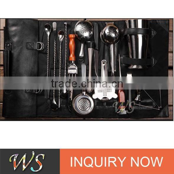 WS-se03 luxury bartender set with canvas cloth roll pack