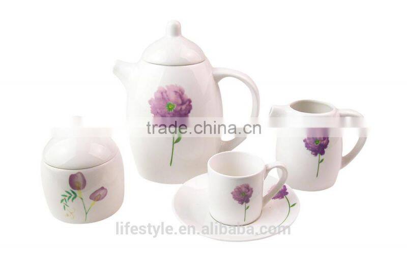 Ceramic Tea Set, Porcelain Coffee Set With Decal