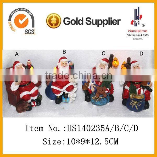 5" resin christmas decorations LED Santa Claus christmas ornaments 4/S