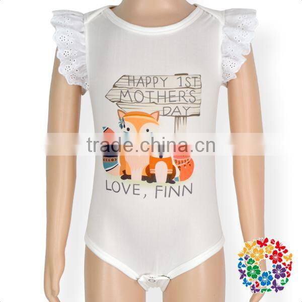 Wholesale boutique clothing kids body suits flutter sleeve summer white baby leotards romper kids bodysuit