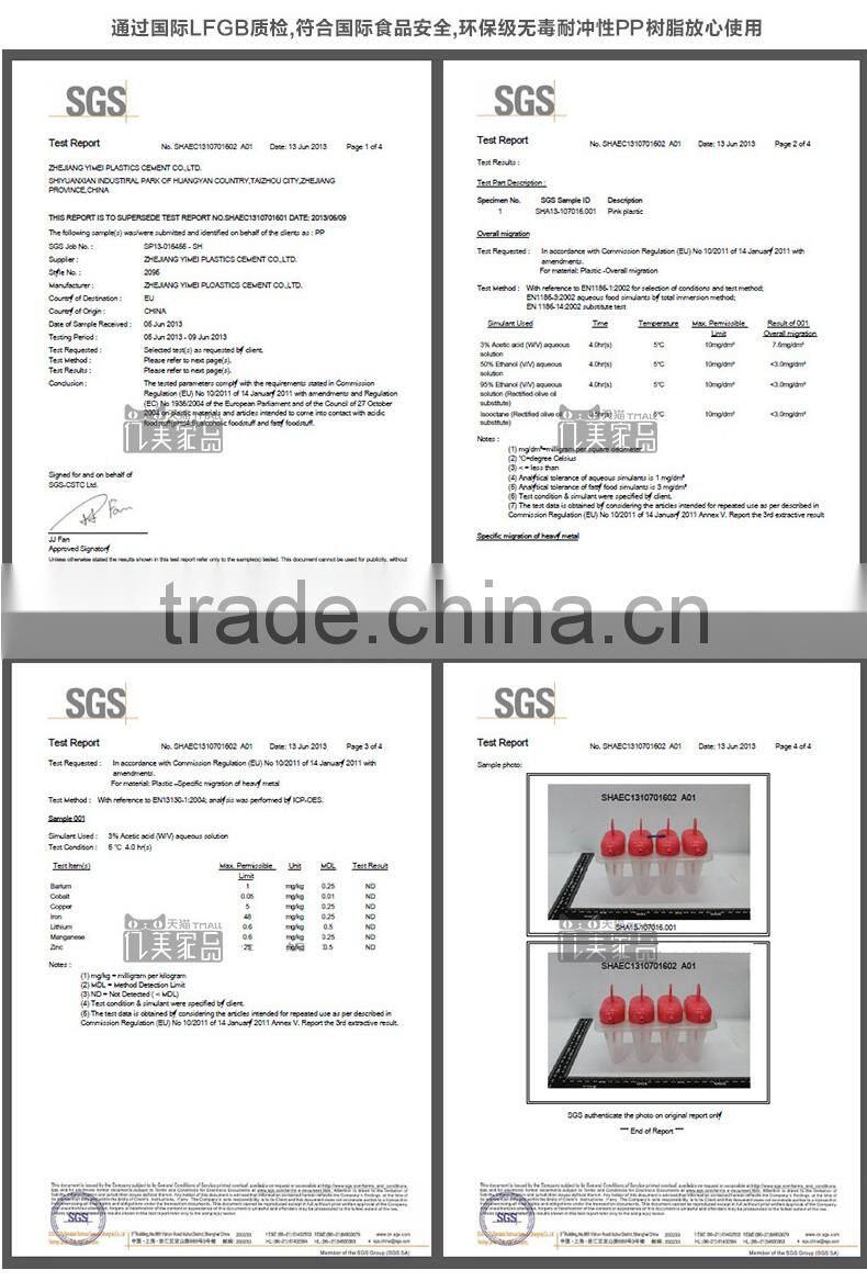 SGS Plastic ice cream mold and ice heart ball maker mold for wine or juice