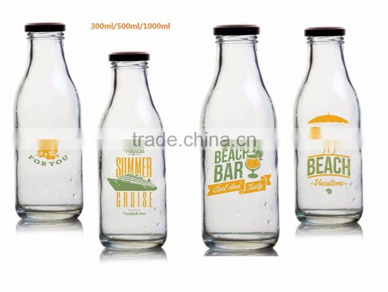 300ml 500ml 1000ml glass juice bottle milk bottle glass water bottle