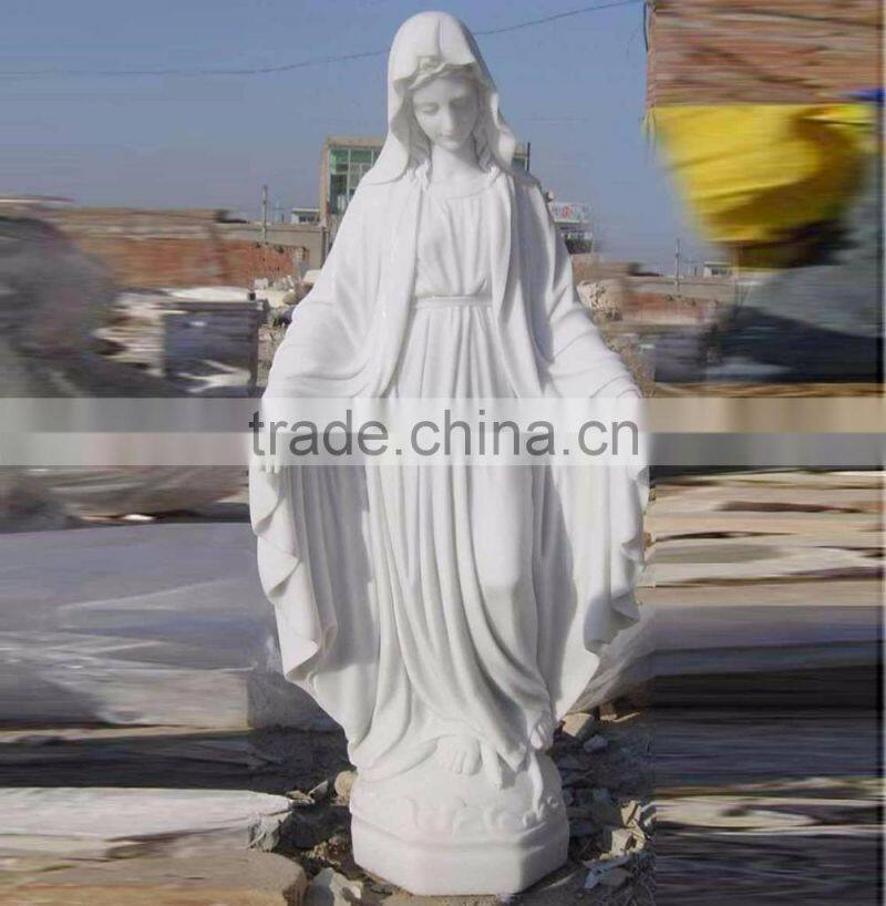 Life size stone carving white marble virgin mary statues for sale