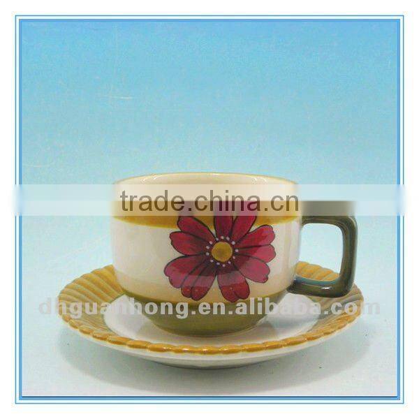 Customise Handpainted ceramic coffee mug with saucer