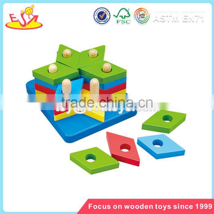 Wholesale toddler funny wooden stacking triangle blocks toy colorful stacking triangle blocks game W13E002