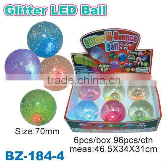 65mm Light Up Glitter Bouncy Balls