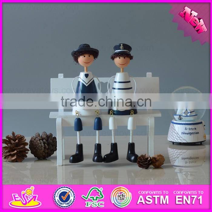 2016 new design desktop wooden small craft doll W02A143