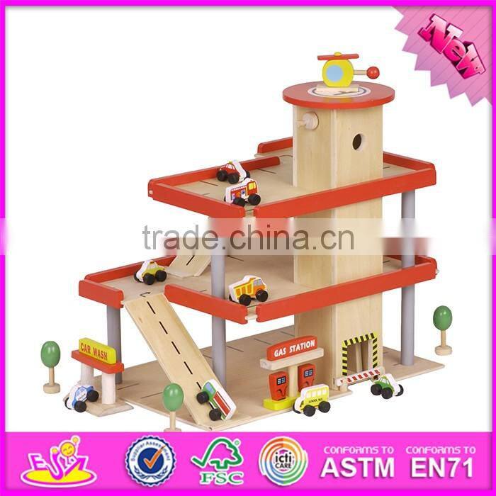 2016 New products funny children wooden toy parking garage for sale W04B040