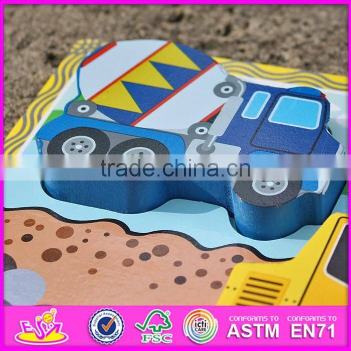 2016 new design educational car puzzle wooden learning shapes for toddlers W14D020