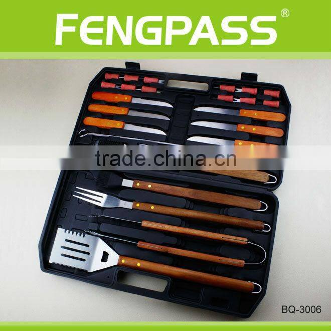 barbecue lover 25pcs wooden handle bbq set(7-21-26)