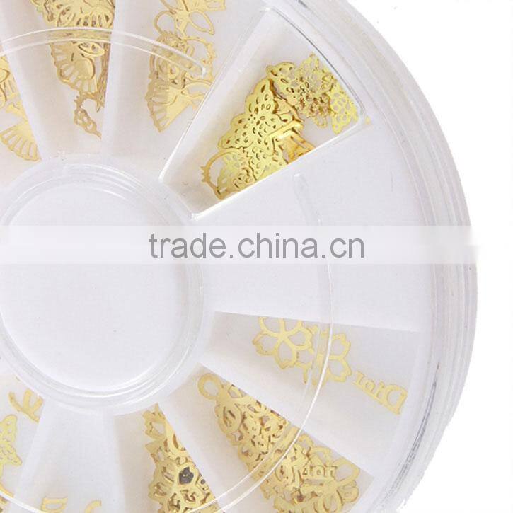 Beautiful Tiny Mixed Design Nail Art Decoration Acrylic Nail Tips Metal Slice Sticker