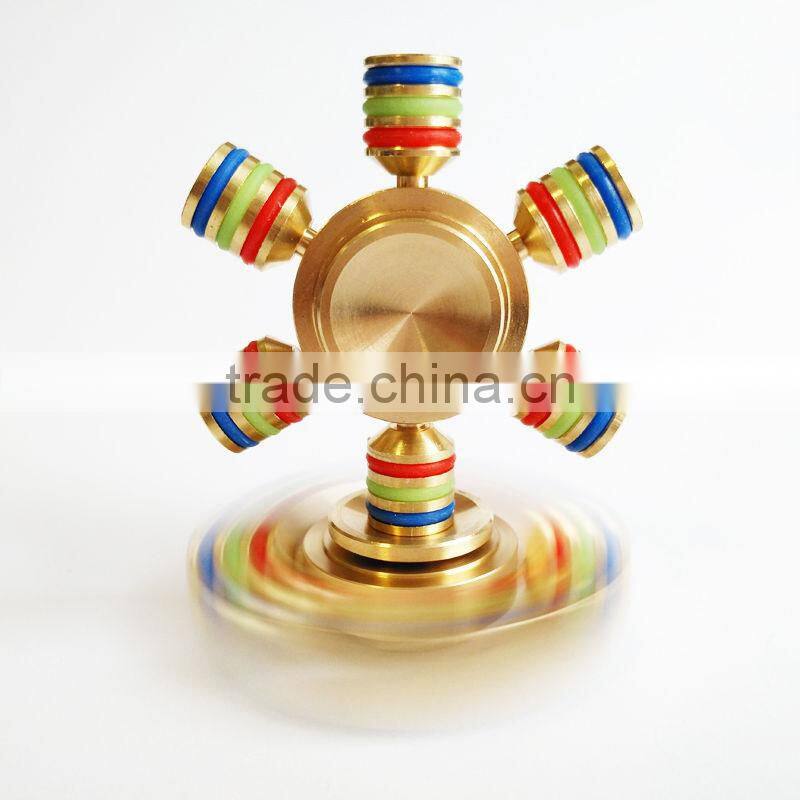 Hot sale Hexagonal Hand Spinner Brass fidget toy Metal EDC finger Spinner stress Luminous